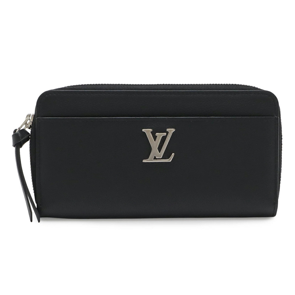 LOUIS VUITTON Zippy Lockme Round Zipper Long Wallet Calf Leather Noir Black